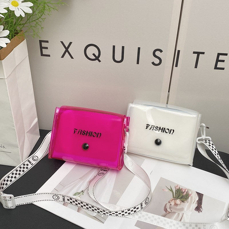 Candy Color Fashion Crossbody Bag for Women, Transparent PVC Jelly Style Small Square Bag with Single Shoulder Strap, Trendy Streetwear Design