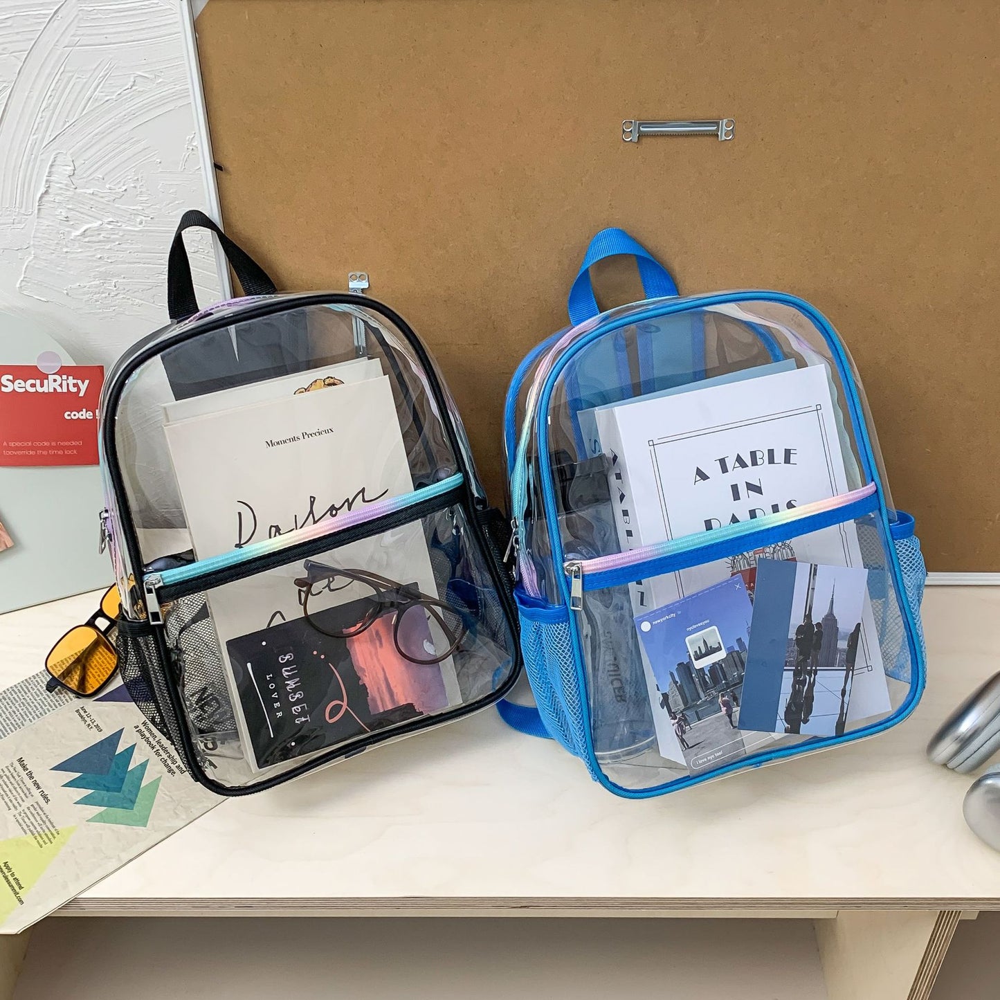 Transparent Large Capacity Backpack PVC Waterproof Solid Color Backpack Simple Commute Large Capacity Student Schoolbag