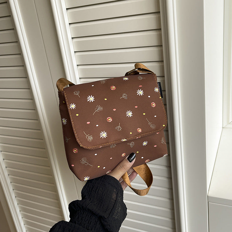Chic Floral Crossbody Bag for Women - Soft Polyester Shoulder Bag with Zipper Closure and Stylish Flower Pattern