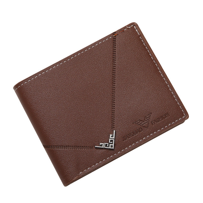 Men's Fashionable Slim Wallet with Geometric Design and Multi-Card Slots, Lightweight and Durable PU Leather