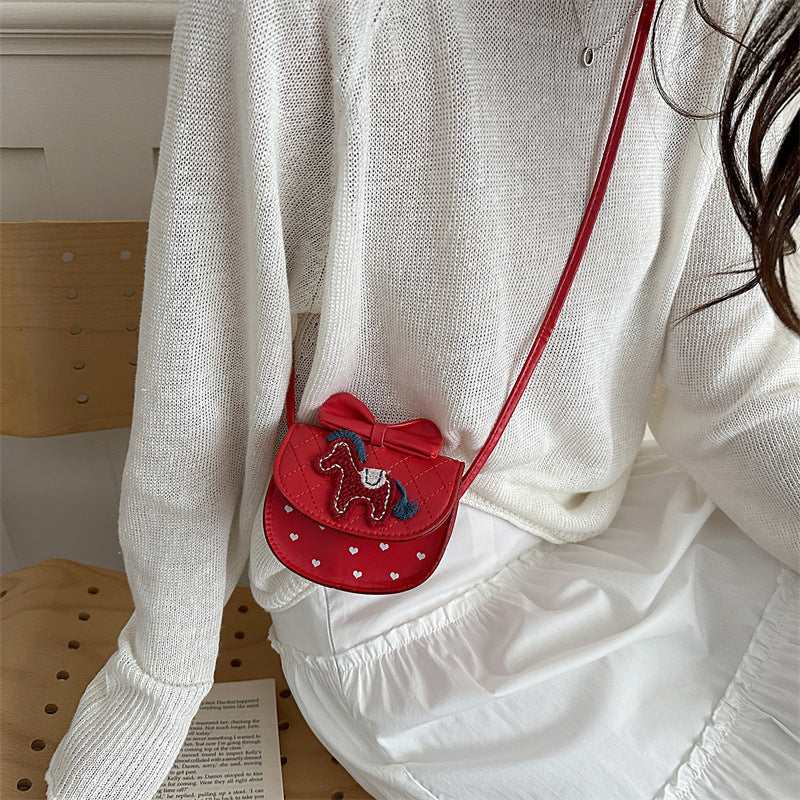 Korean Cute Kid's Messenger Bag Cartoon Girls One Shoulder Bow Coin Purse