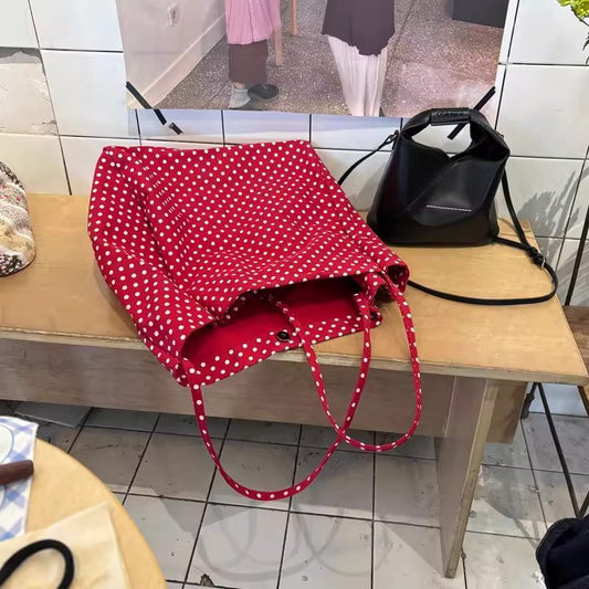 Large Capacity Canvas Bag Women's New Korean Style All-Matching Lazy Style Shoulder Bag Student Class Commuter Tote