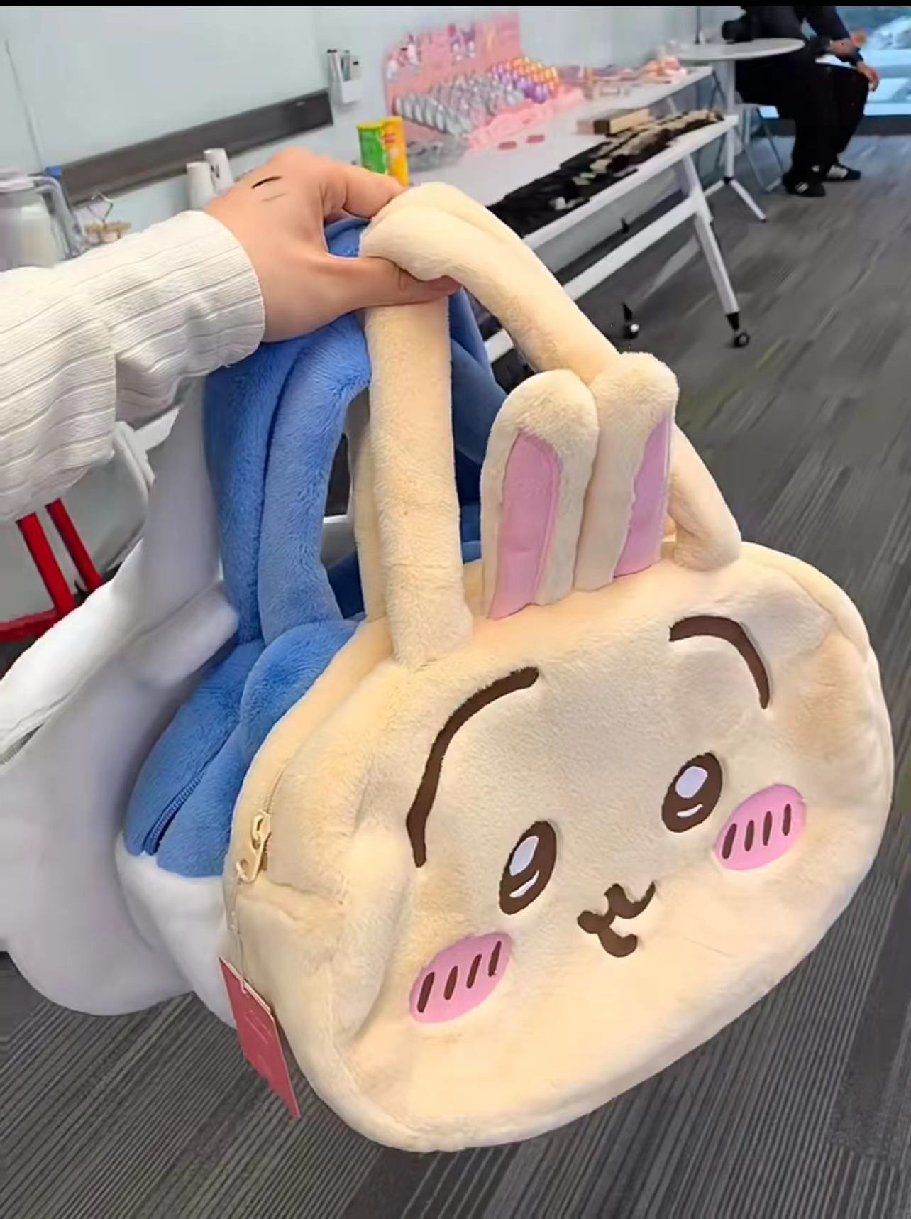Cute Kawaii Plush Rabbit Tote Bag with Sweet Face Design for Women and Students, Perfect for Daily Use and School