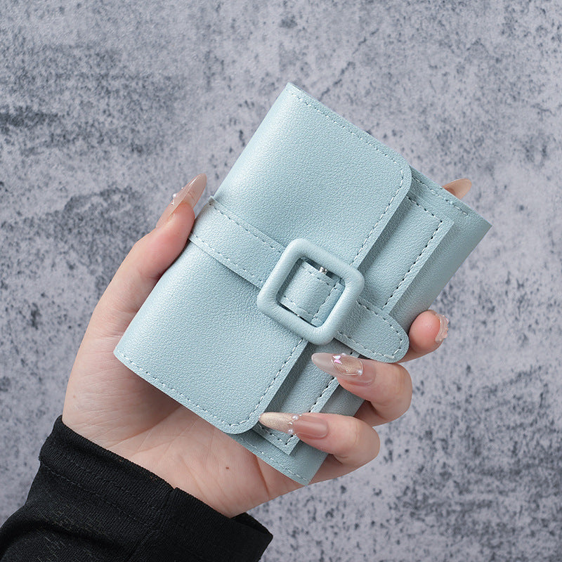 2025 New Women's Compact Wallet with Buckle Design, Minimalist Korean Style, Perfect for Daily Use and Student Fashion