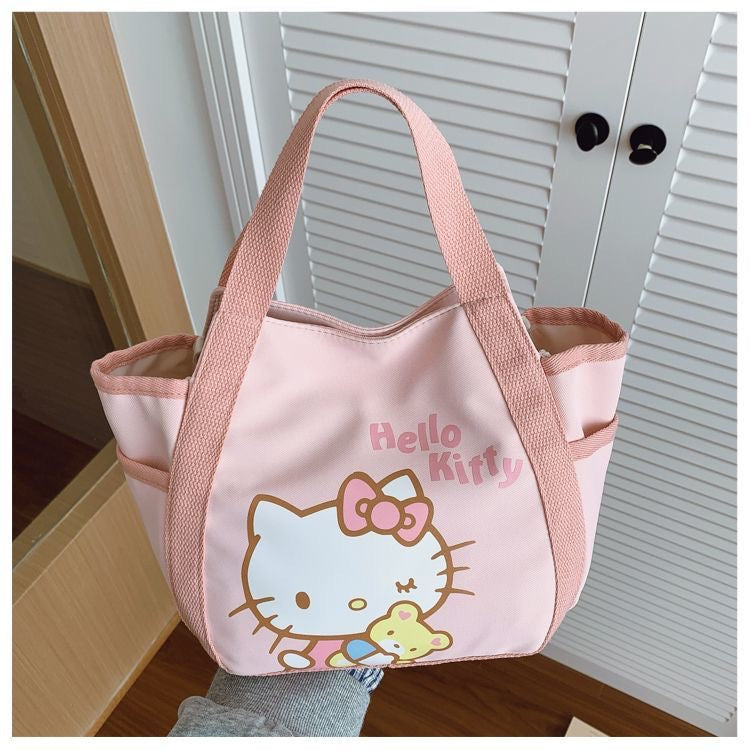 Cute Hello Kitty Tote Bag with Large Capacity for Daily Use and Lunch Carrying