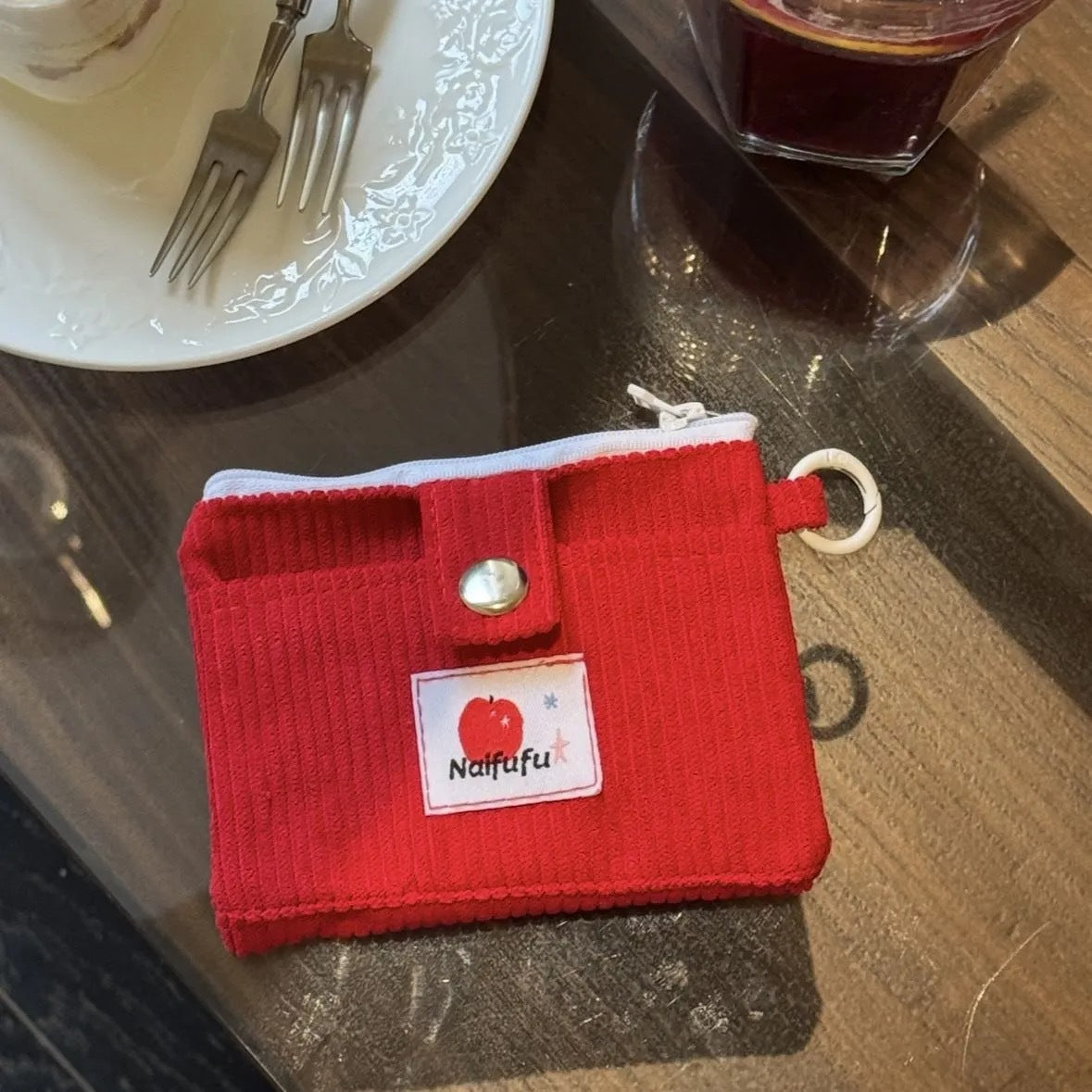 Cute Apple Pattern Corduroy Handbag with Embroidery Design, Perfect for Daily Use and Stylish Outfits