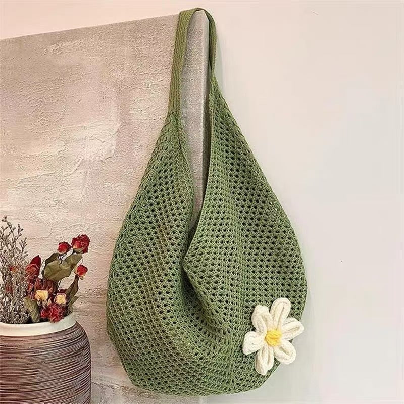 Cute Cloud Knitted Shoulder Bag Women's Large Capacity Woven Tote Bag