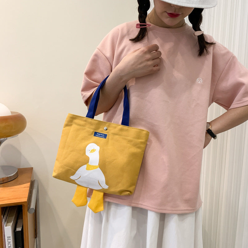 Cute Canvas Tote Bag for Women - Fashionable Small Square Shoulder Bag with Color Block Design and Magnetic Closure