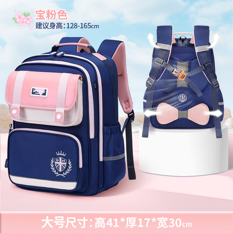 2026 New Kids Backpack for Grades 1-6, Lightweight & Ergonomic Design with Large Capacity, Breathable and Waterproof Oxford Fabric, British Style School Bag with Pencil Case and Study Bag Set