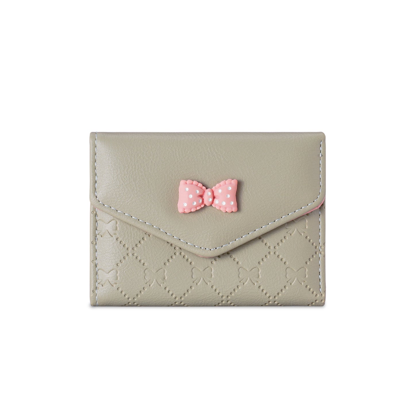 Elegant Mini Wallet for Women with Bow Design, Ins Style Card Holder, Three-Fold PU Leather Purse with Anti-Theft Function