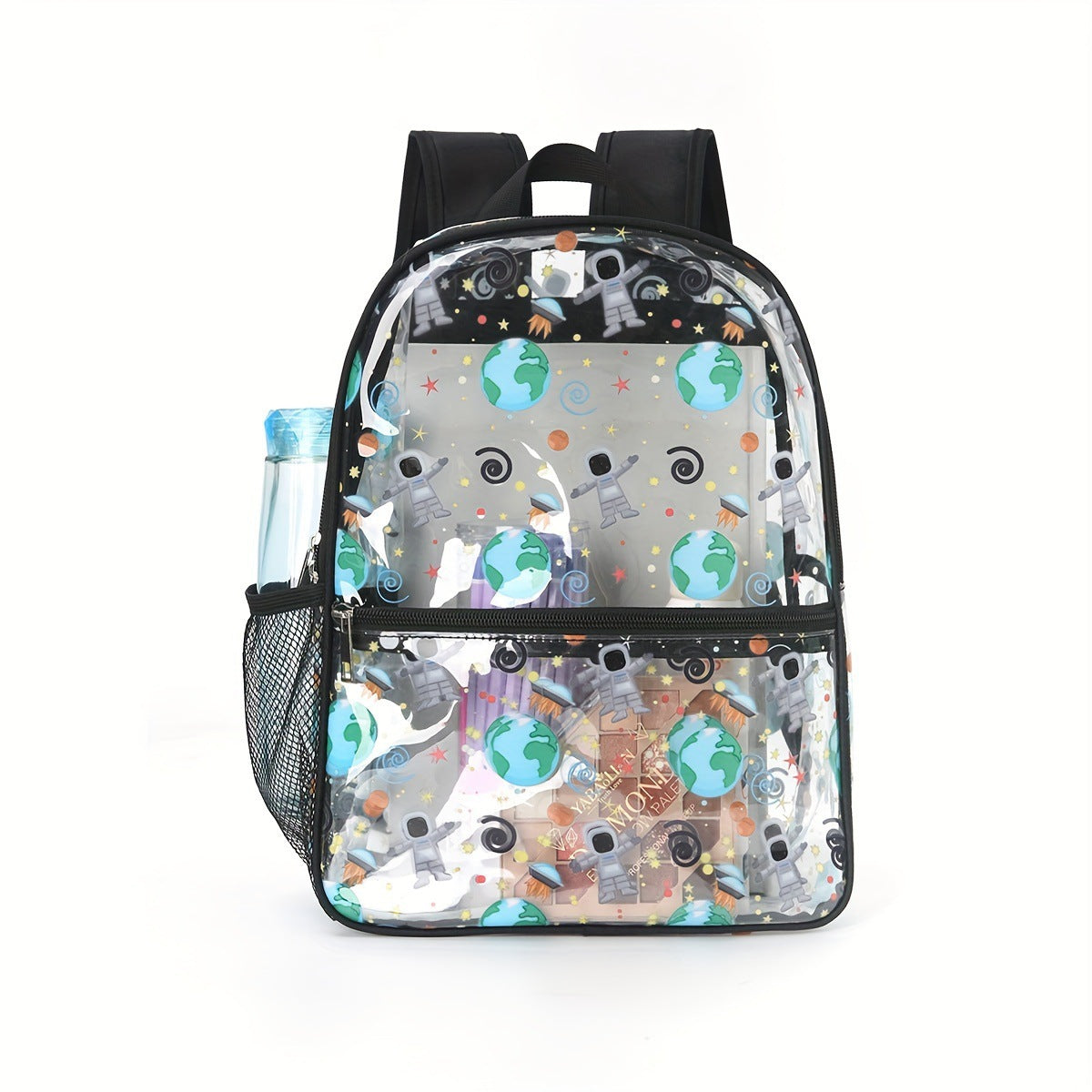 Cute Cartoon Printed Transparent Backpack for Kids, Waterproof PVC School Bag with Dual Compartment and Unicorn Design