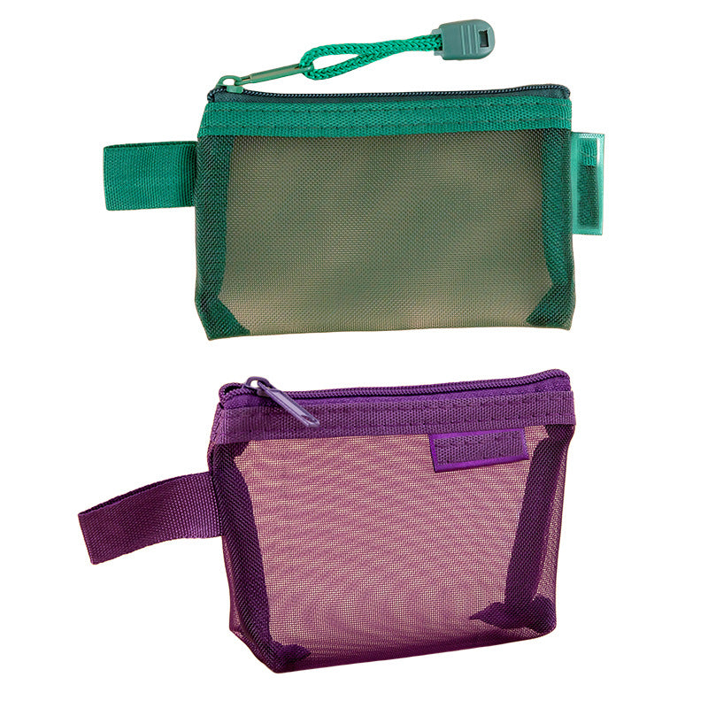 Transparent Mesh Storage Pouches for Cosmetics, Keys, Cards, and Travel Essentials - Modern Minimalist Design