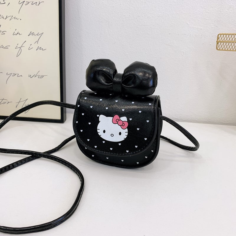Children's Bags New Cartoon Cute Bow Mini Coin Purse Cat Printing Boys and Girls Messenger Bag