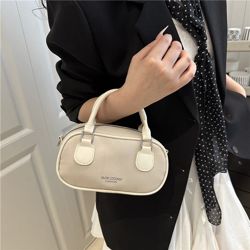 Chic Retro Mini Crossbody Bag for Women 2025 Summer Trendy PU Handbag with Zipper Closure and Soft Texture