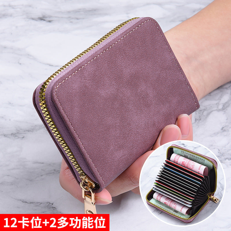 Women's Wallet Anti-Degaussing Expanding Card Holder 18 Card Position Zipper Coin Purse Daily Multi-Functional Credentials Storage