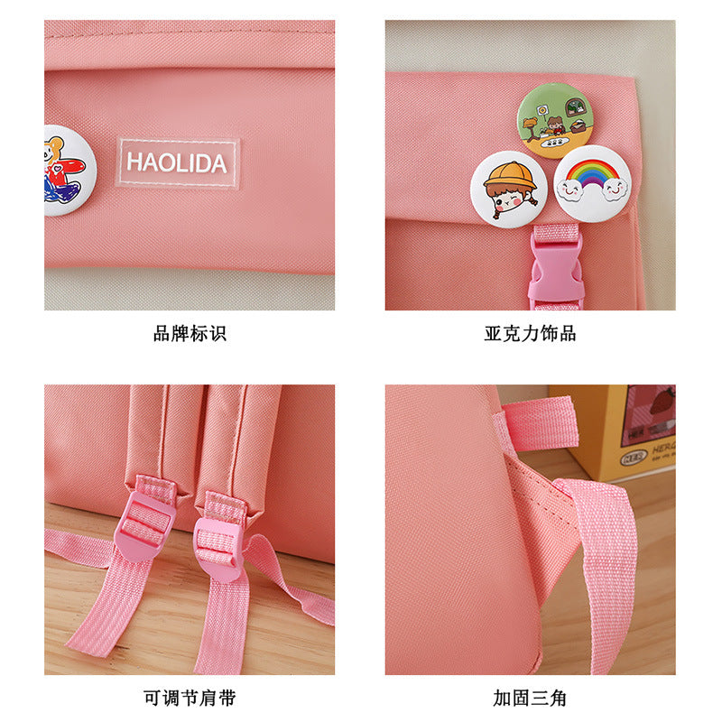 Cute Campus Style Backpack Set with Matching Bag and Accessories for Students