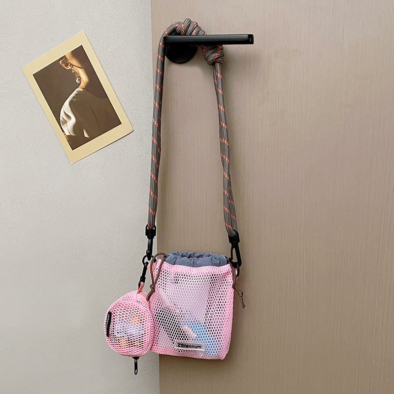 Korean Mesh Hollow out Small Shoulder Bag Casual Simple All-Match Mobile Phone Bag Shoulder Messenger Bag