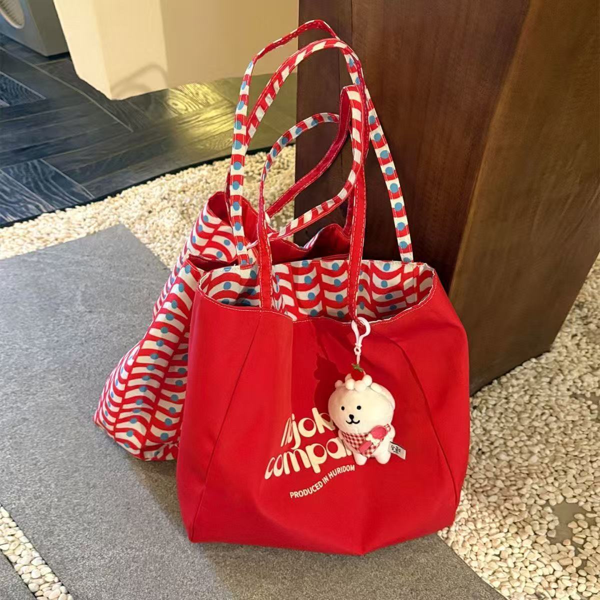 Tote Bag Women's New Large Capacity Double-Sided Versatile Canvas Bag Student Shoulder Korean Casual