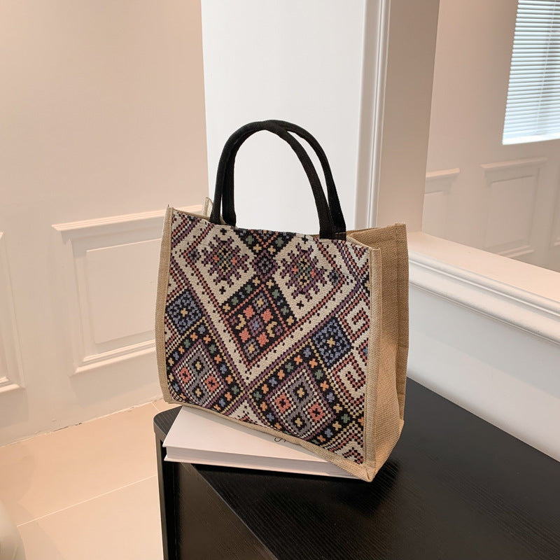Ethnic Style Cotton and Linen Handbag for Women Summer New Fashion All-Matching Fashion Casual Bag