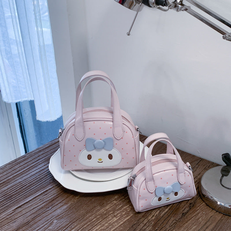 Cute Cartoon Mini Bowling Bag for Kids with Bow Design, Perfect for Daily Outings and Matching Family Style