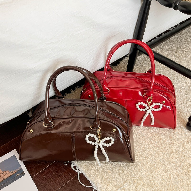 Bowling Bag Women's Fashionable Spring New Korean Style Large Capacity Commute Leisure Shoulder Underarm Handbag