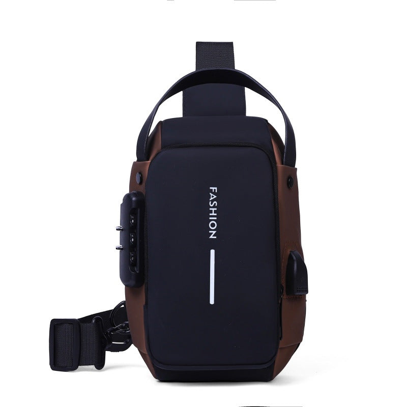 Chest Bag Men's Anti-Theft Outdoor Leisure Shoulder Stylish and Versatile Password Lock Crossbody Bag
