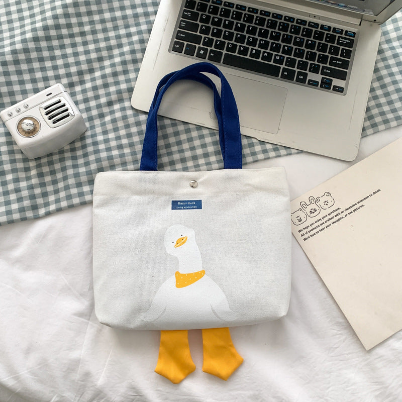 Cute Canvas Tote Bag for Women - Fashionable Small Square Shoulder Bag with Color Block Design and Magnetic Closure