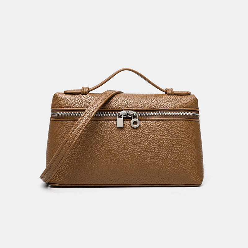 Lunch Box Bag PU Leather Women's Simple All-Match Shoulder Crossbody Box Bag Niche Temperament Women's Bag