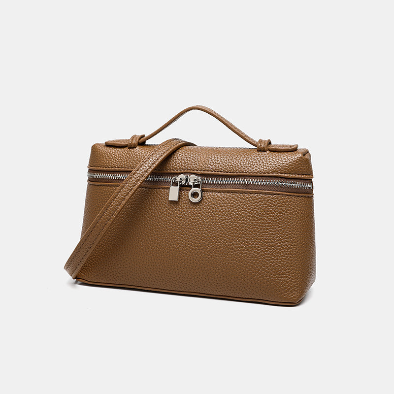 Lunch Box Bag PU Leather Women's Simple All-Match Shoulder Crossbody Box Bag Niche Temperament Women's Bag