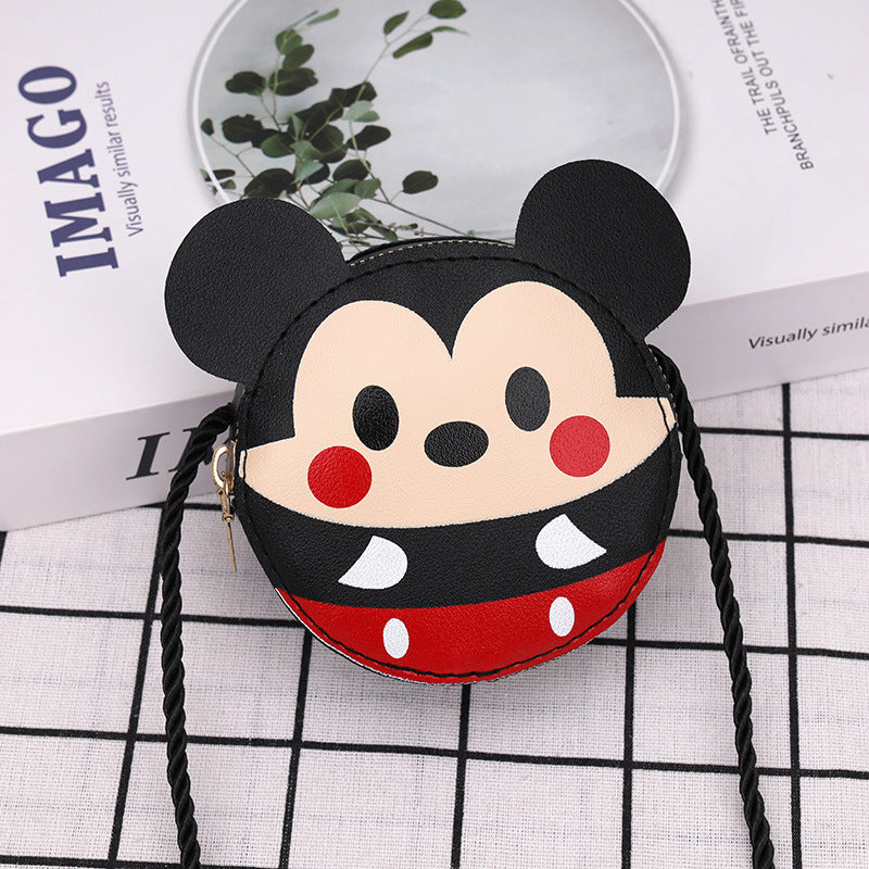 Children's Bag New Cute Cartoon Contrast Color Unisex Pu Shoulder Coin Purse Schoolbag