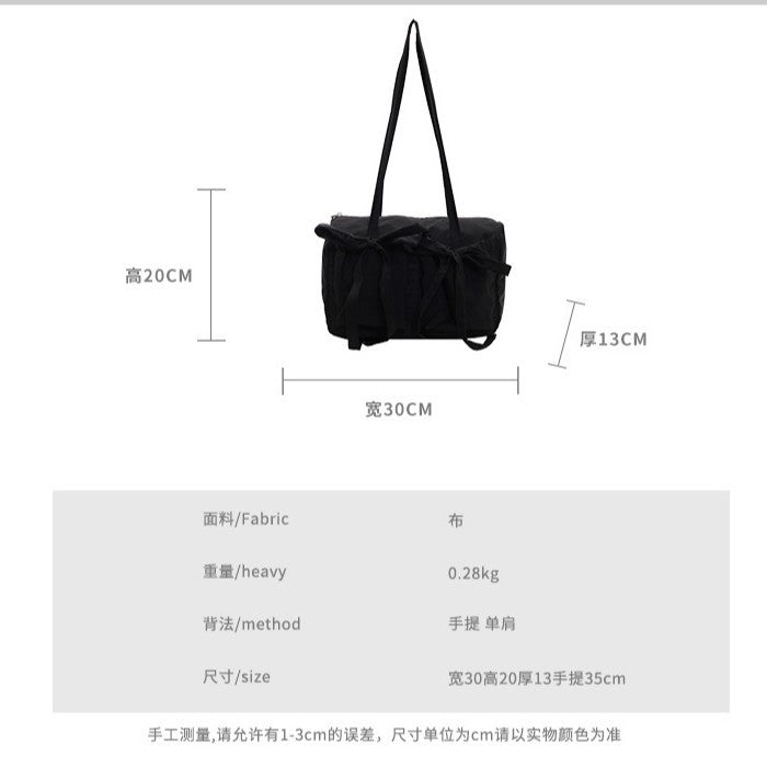 Korean Style Sweet Bow Pleated Large Capacity Totes Lazy Shoulder Bag Women's Everyday Joker Fashion Style