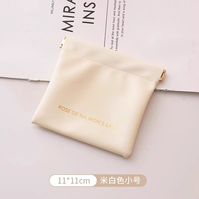 Minimalist PU Wallet with Auto-Closure Design for Earphones, Makeup, and Daily Essentials - Compact & Stylish