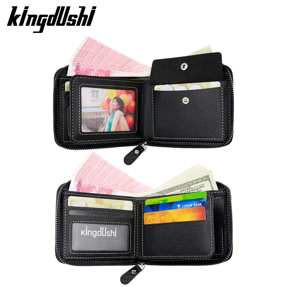 New Korean-Style Men's Compact Wallet with Zipper, Multi-Card Slots and Large Capacity for Daily Use