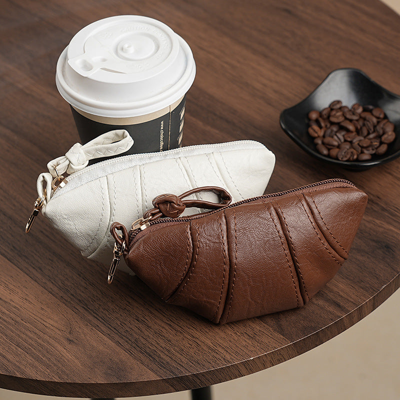 Retro Style PU Leather Women's Mini Messenger Bag Zipper Design Storage Headset Change and Key Everyday Joker Fashion Pouch