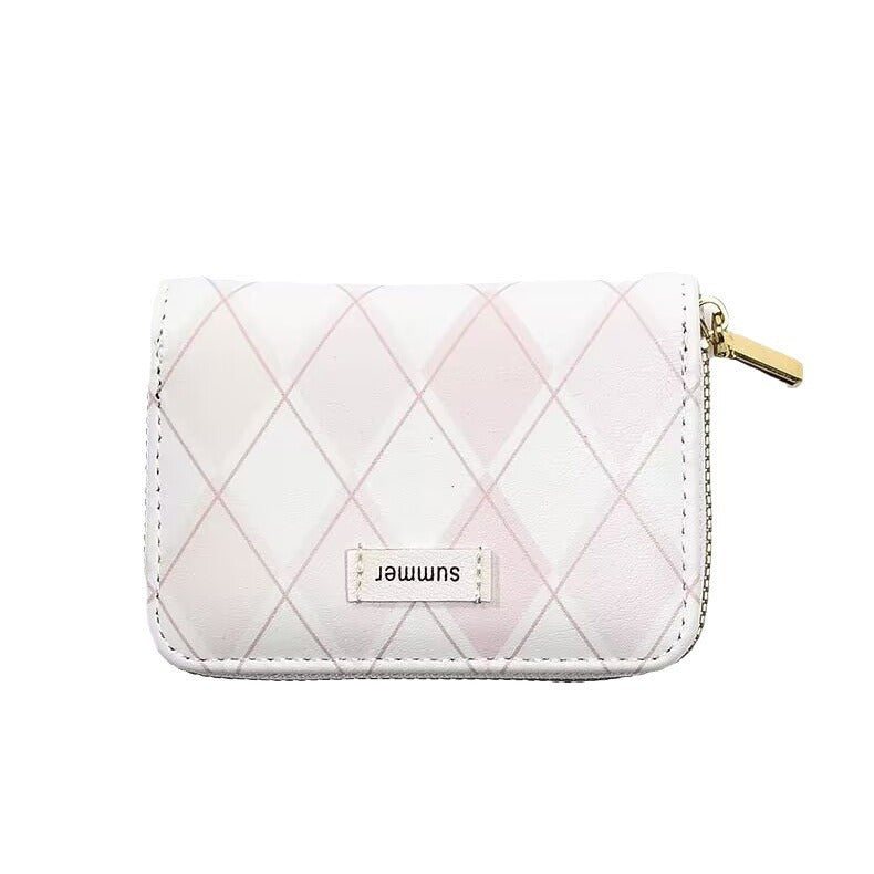 Sea Salt Blue Plaid Women's Short Wallet Special-Interest Design Versatile Bag Large Capacity Expanding Card Holder
