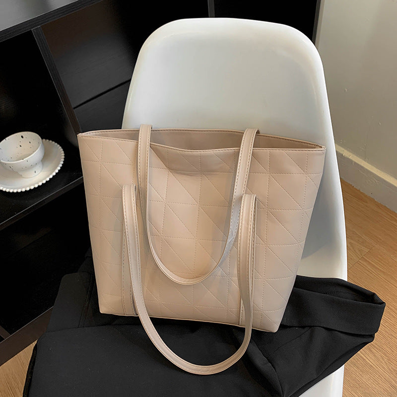 New Fashion Simple Large Capacity Totes Women's Geometric Stitching Design Everyday Joker One Shoulder Underarm Bag
