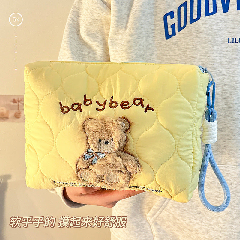 Cute Cartoon Embroidery Women's Cosmetic Bag Portable Lightweight and Practical Storage Bag for Going out