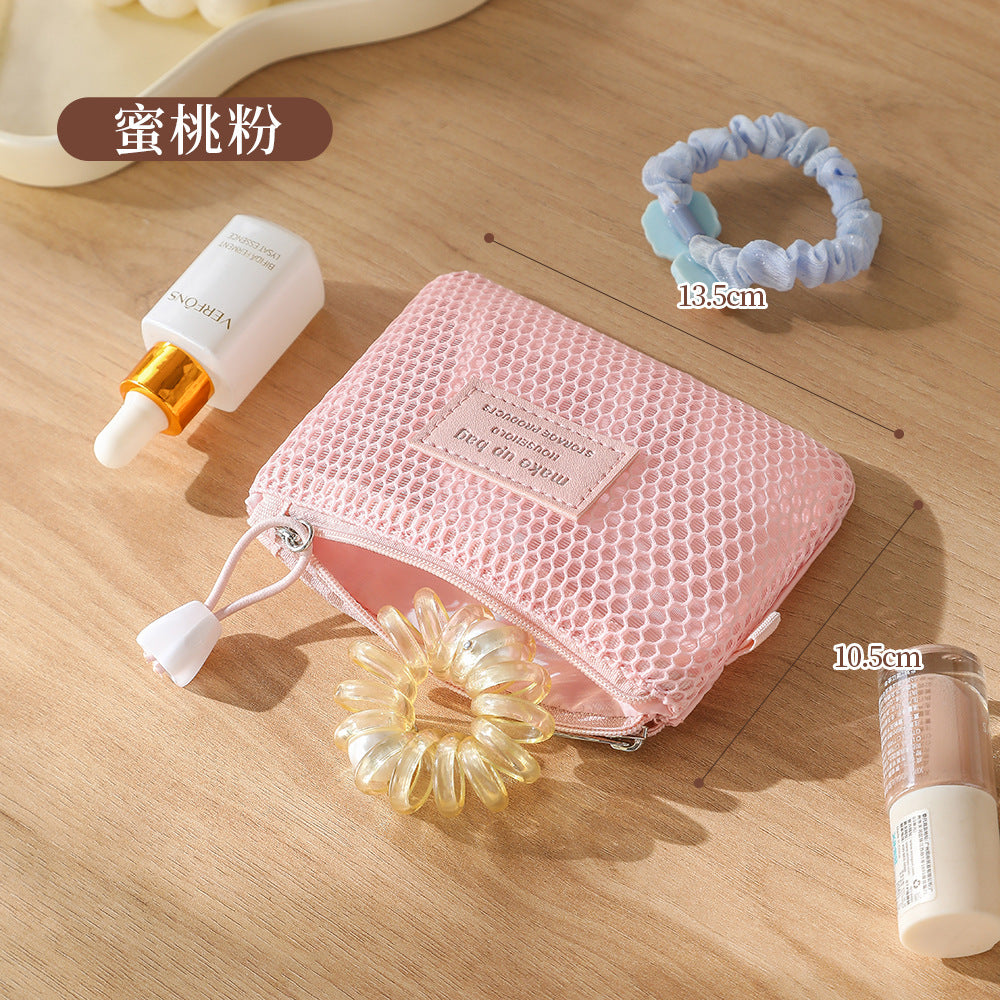 Breathable Mesh Makeup Bag with Zipper Closure, Lightweight Travel Organizer for Daily Use and Trip Essentials