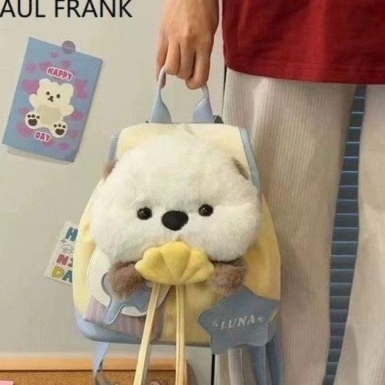Cute Otter Plush Backpack with Large Capacity, Soft Fleece Design for School and Daily Use