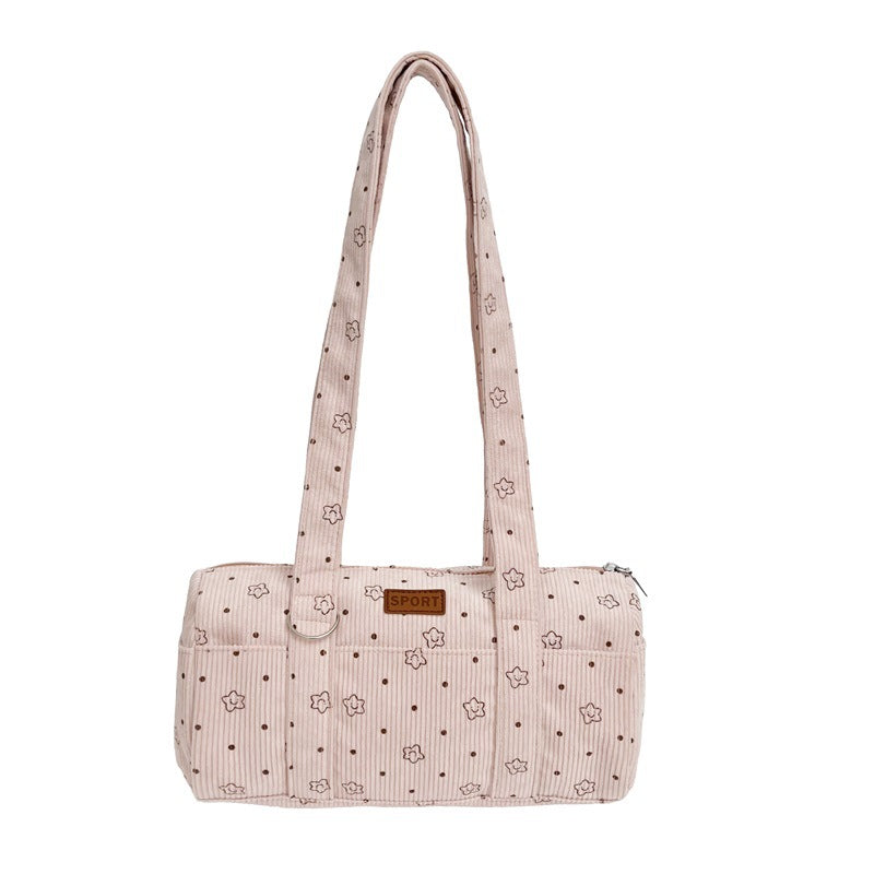 Women's Bag New Corduroy Korean Style Fresh Simple Fashion All-Match Commuter Cylinder Handbag