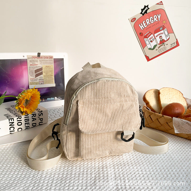 Mini backpack male and female cute commuting corduroy texture student all?matching schoolbag