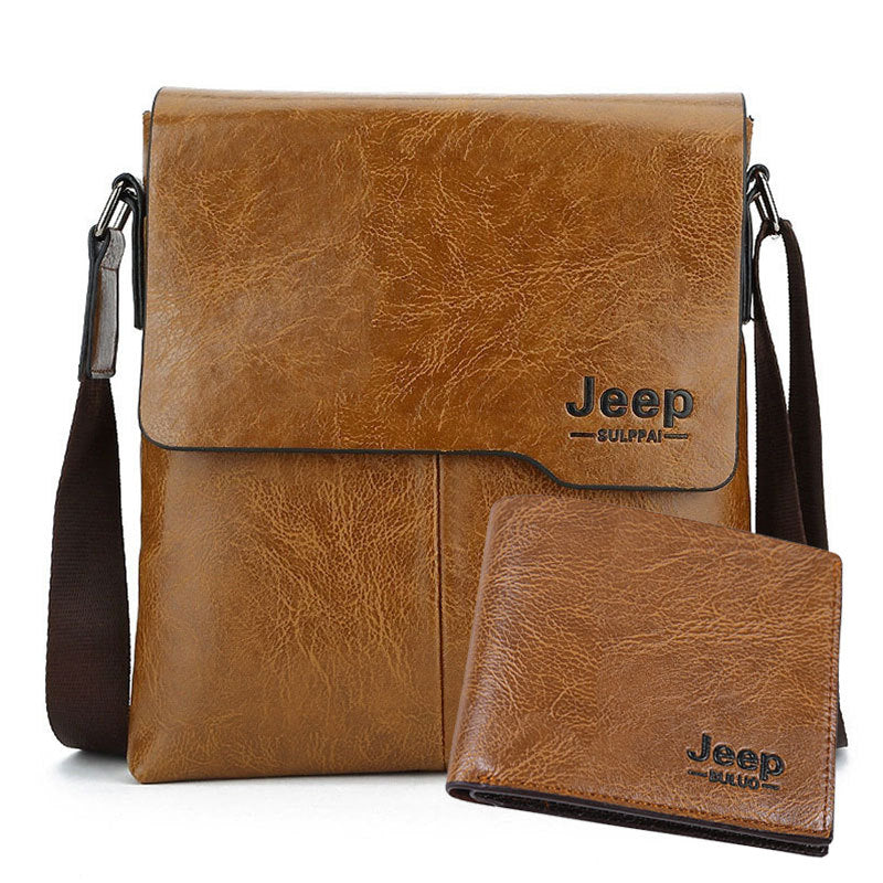 Retro Men's Crossbody Bag with Jeep Logo, Stylish Urban Travel Shoulder Bag for Daily Use