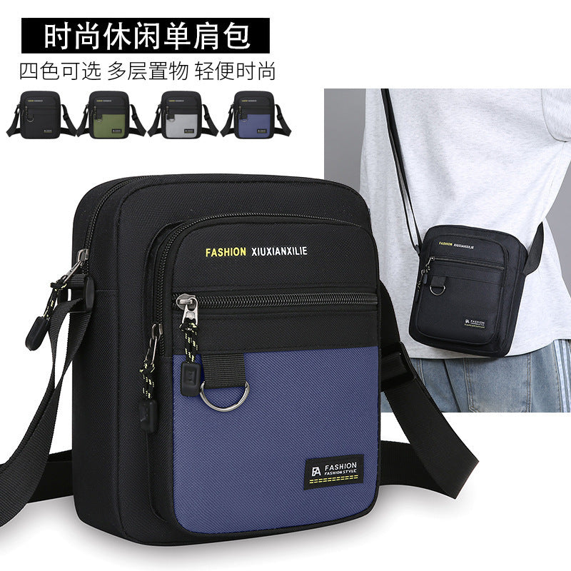 Men's Bag Fashion Casual and Lightweight New Letter Iron Hoop Sports Riding Crossbody Portable Shoulder Square Bag