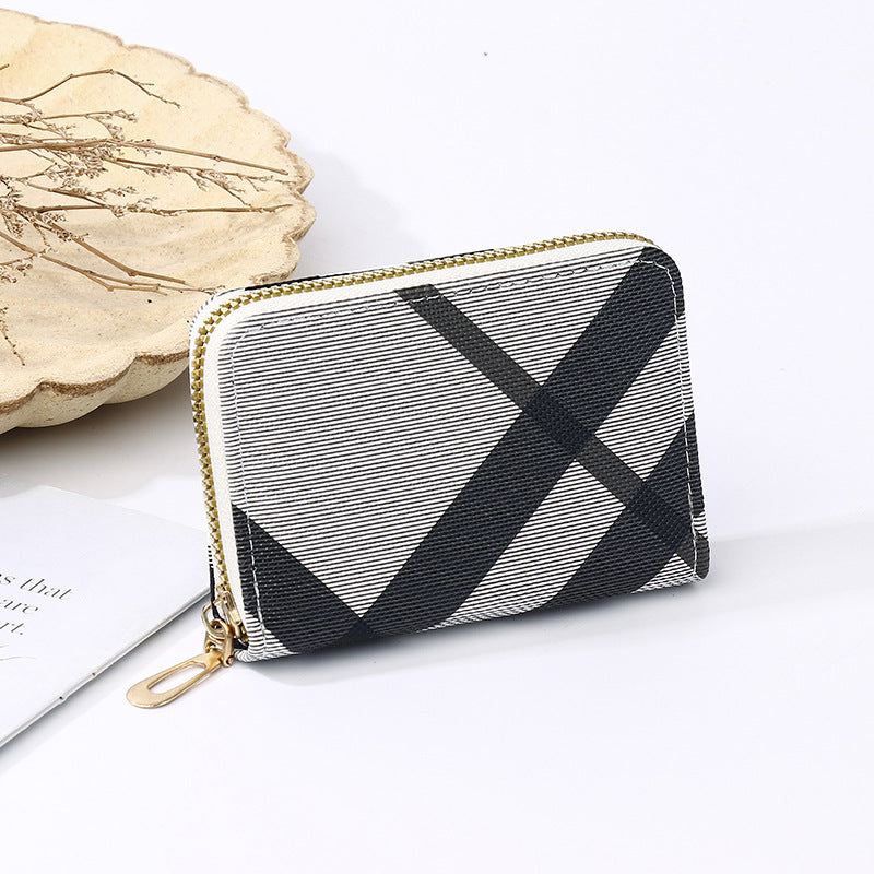 Elegant Women's Card Holder with Multiple Slots, Zipper Wallet, Fashion Letter Print Design for Daily Use