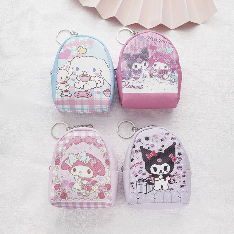 Cute Kuromi Mini Backpack Purse with Cartoon Design and Chain Keychain for Kids and Girls