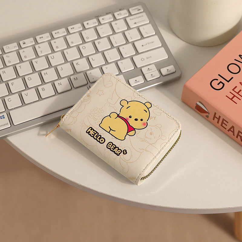 Cute Cartoon Bear Wallet with Multiple Card Slots and ID Window for Daily Use