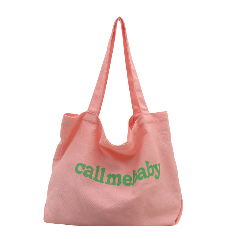 Korean Style Letter Tote Bag Casual Chic Large Capacity Shoulder Bag for Daily Use and Commuting