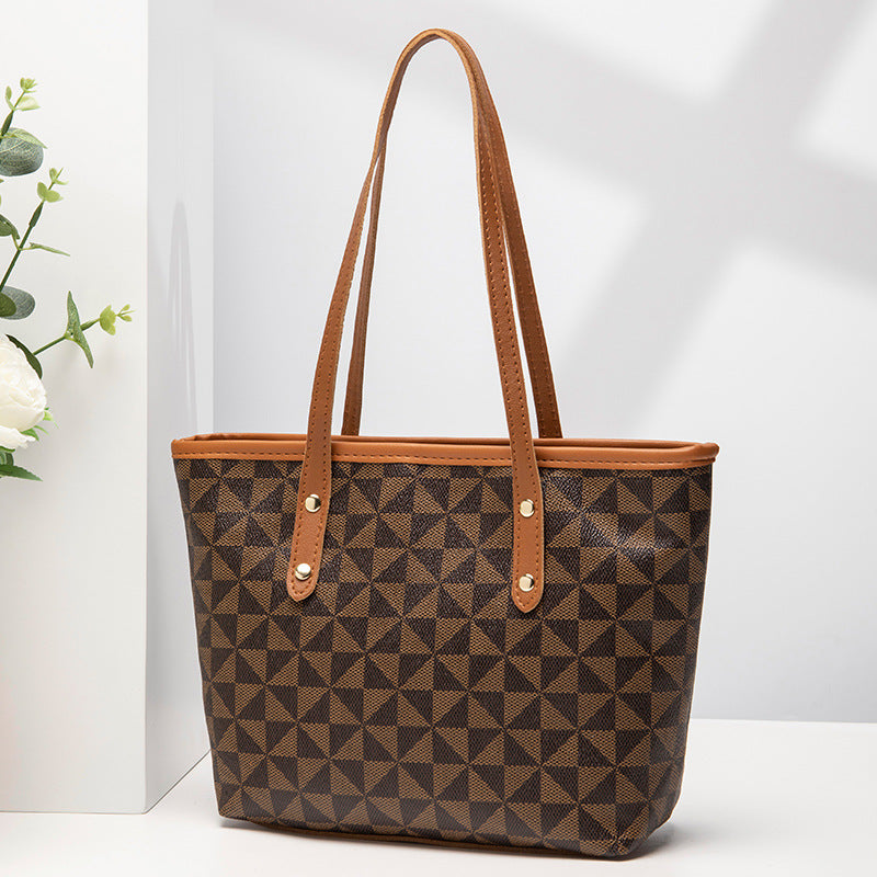Bag Large Capacity Women's Retro Mummy Bag Western Style Handbag Printed Tote