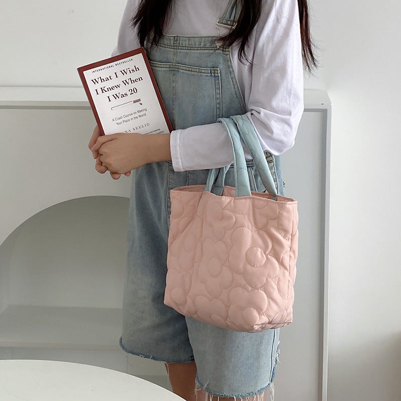 Milk Fufu with Hand Bag Korean Style Contrast Color Sweet Storage Bag Cloth Bag