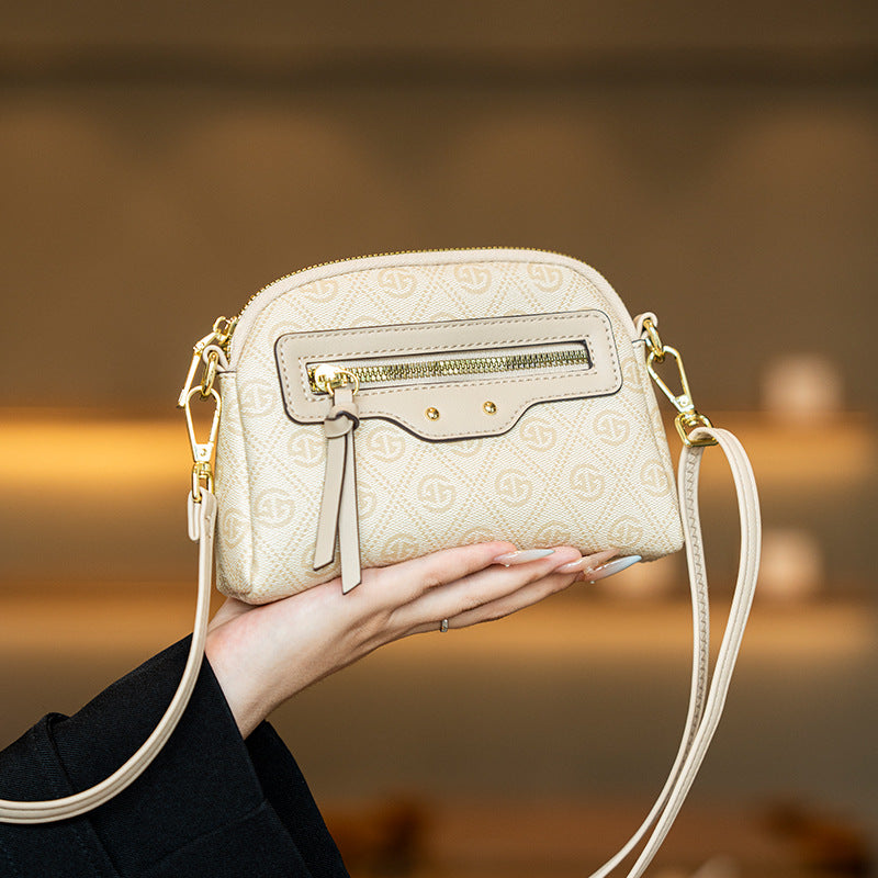 2025 New Fashion Checkerboard Shell Crossbody Bag for Women, Stylish Small Shoulder Bag with Zipper and Inner Compartment